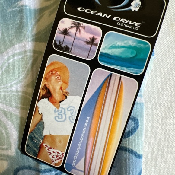 Ocean Drive Halter Top Stretchy Dress Large Blue Hawaiian Print  New - Picture 7 of 9